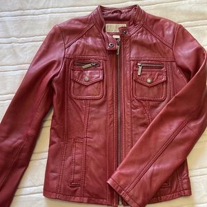 Michael Kors scarlet red leather jacket